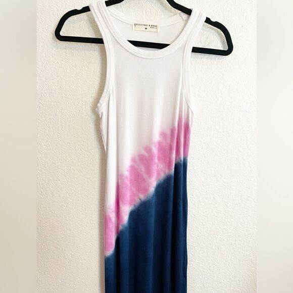 Anthropologie x Electric & Rose Venice Ribbed Maxi Dress M in pink white navy - Picture 5 of 8